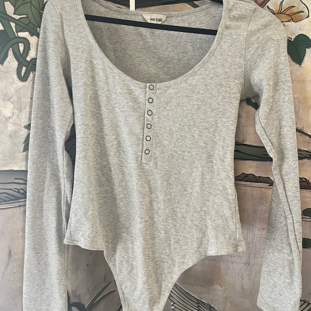 Gray Long Sleeve Bodysuit